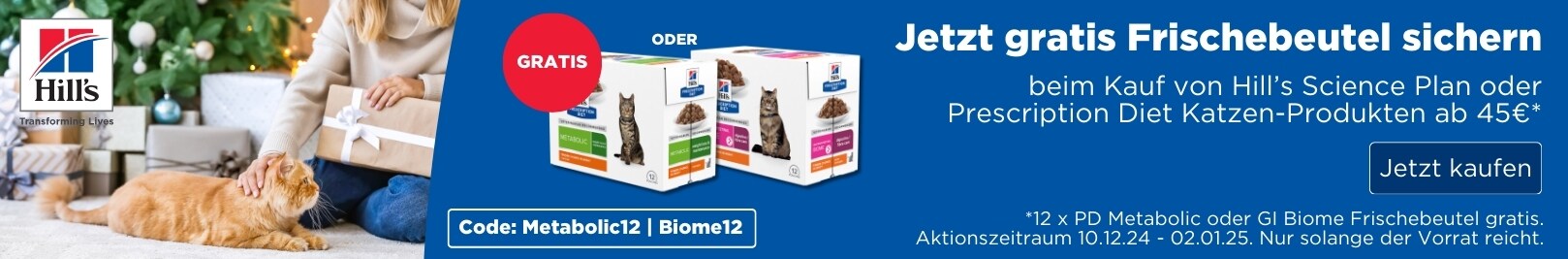 Hills PD+SD Katze + 12er Pack GI Biome oder Metabolic Nassfutter